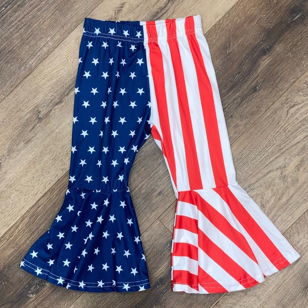 Patriotic Bell Bottoms American Flag July 4th Outfit Pants Flare 3T